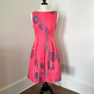 Beautiful Silk Blend pink and peacock blue summer Dress by Lela Rose